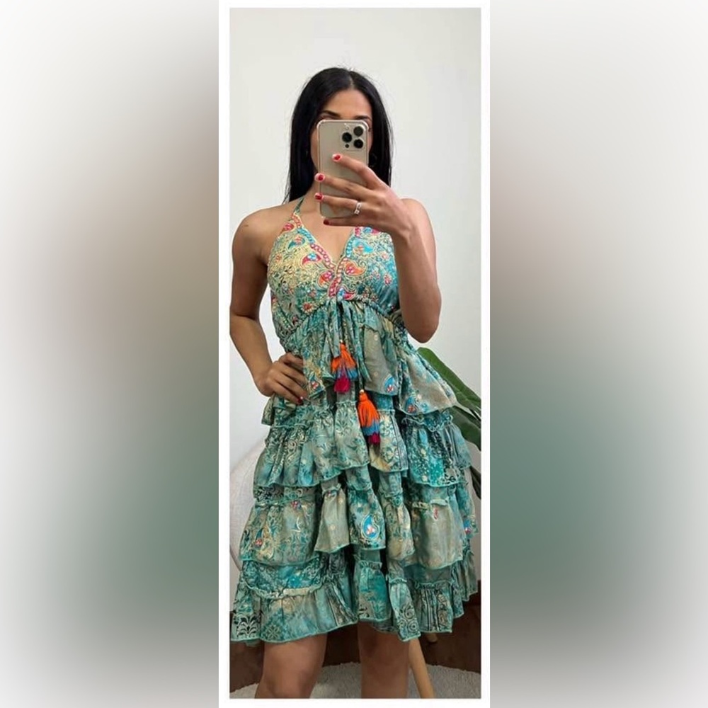 Bohemian Floral Dress - Teal